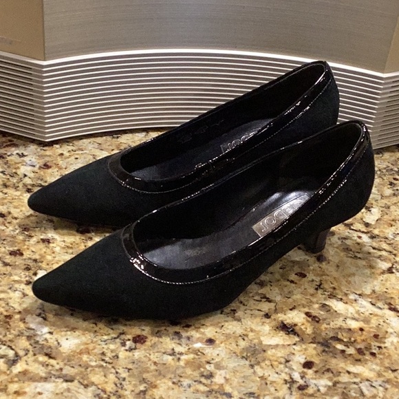 Gabor suede leather with patent leather trim kitten heel - Picture 1 of 6